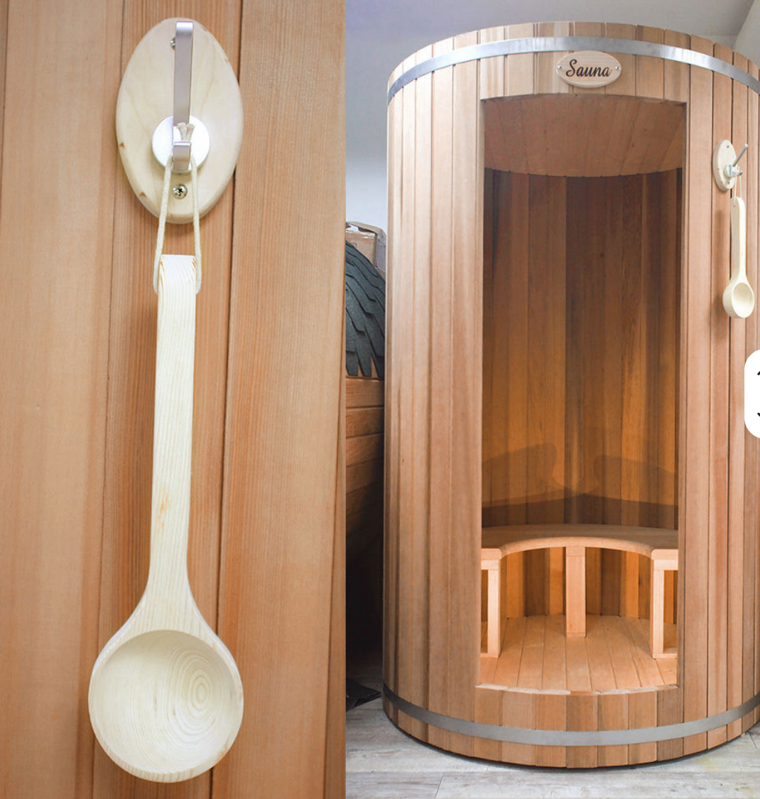 Traditional Wooden Sauna Bucket & Ladle Set — Finnish-Style Water Bucket with Scoop