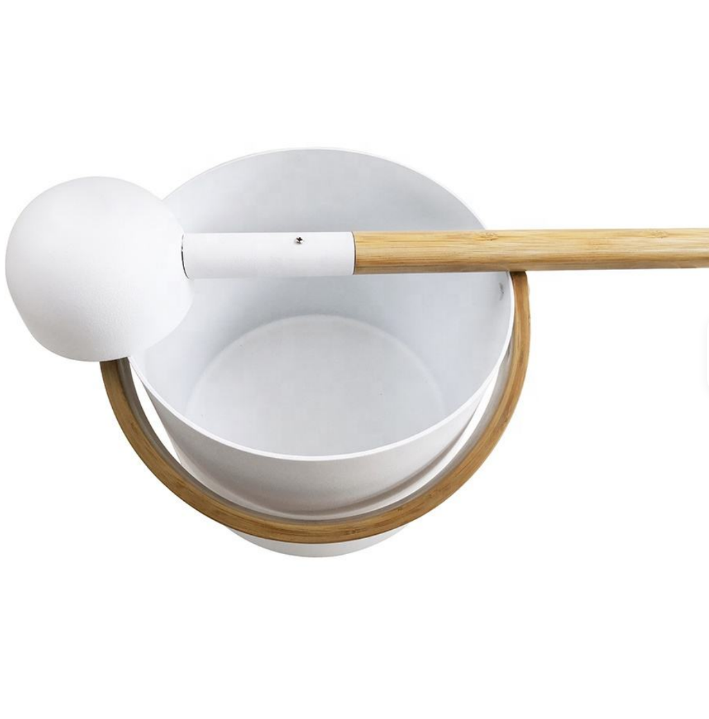 Traditional Wooden Sauna Bucket & Ladle Set — Finnish-Style Water Bucket with Scoop