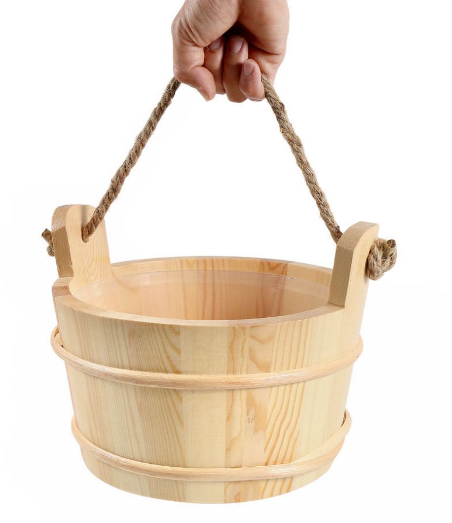 Traditional Wooden Sauna Bucket & Ladle Set — Finnish-Style Water Bucket with Scoop