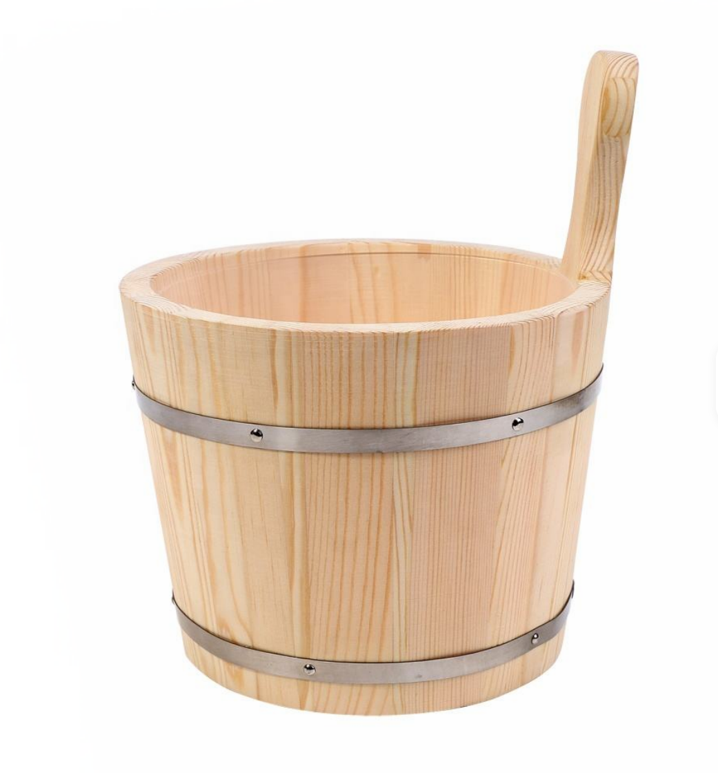 Traditional Wooden Sauna Bucket & Ladle Set — Finnish-Style Water Bucket with Scoop